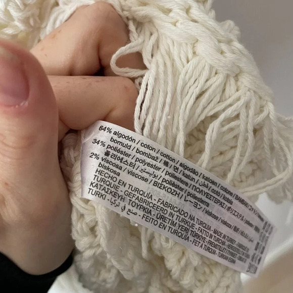 Zara Open Knit Sweater With Fringing Ecru White Size Small - Picture 8 of 8